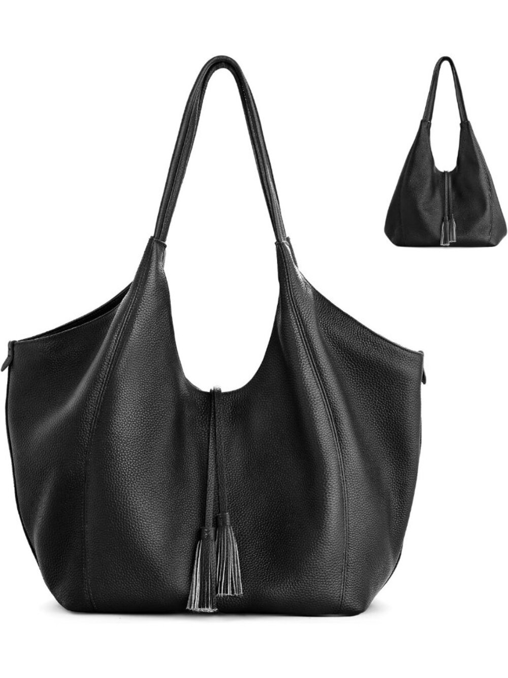 Soft Genuine Leather Slouchy Tote Hobo Shoulder Bag for Women | Travel